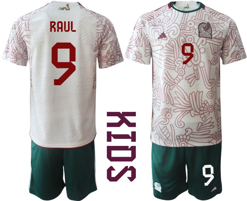 Youth 2022 World Cup National Team Mexico away white #9 Soccer Jersey